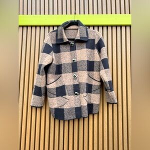 Plaid Coat with Square Buttons